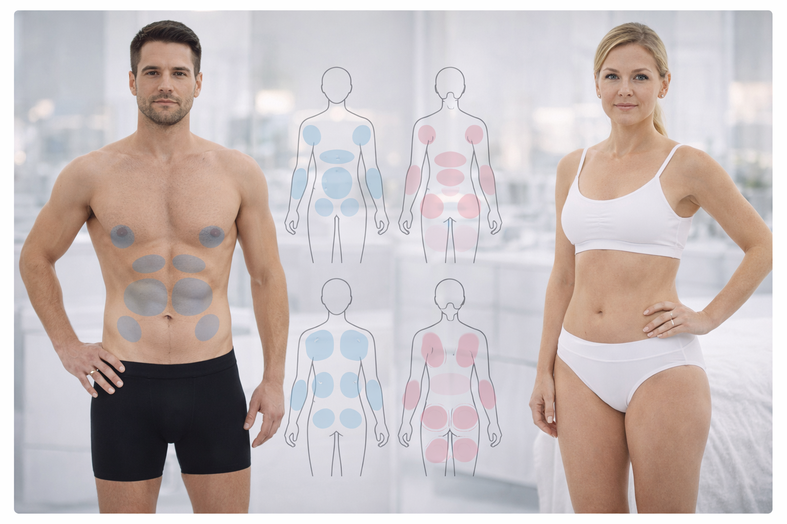 Before and after of male and female treatment areas