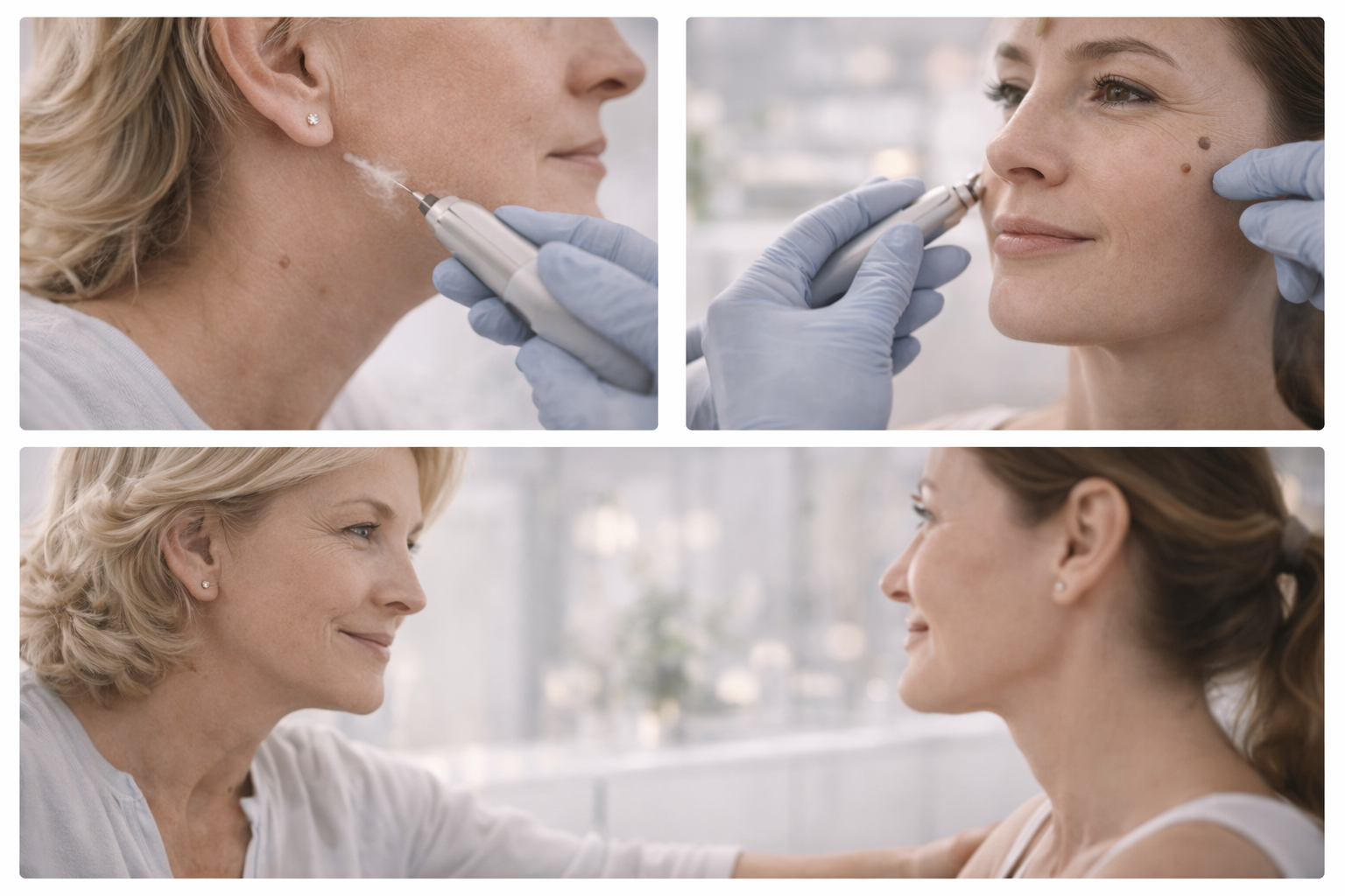 Before and after of skin blemish removal treatment