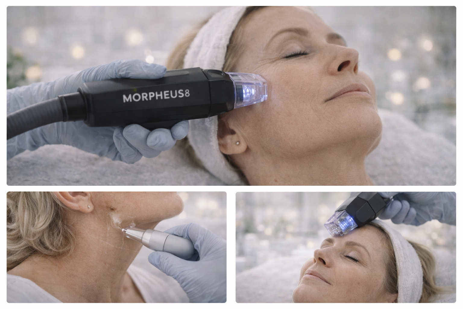 Before and after of Morpheus 8 skin treatment